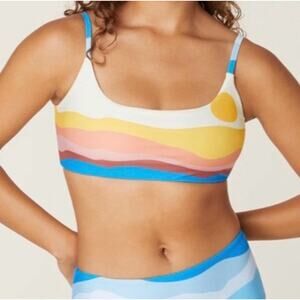 NWT Faherty x Andie Swim Women The Maui Bikini Top Sun Wave XS Beach Pool Resort